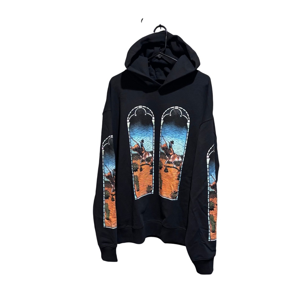 Who Decides War El Toro II Black Graphic Hoodie Sweatshirt Mens Large